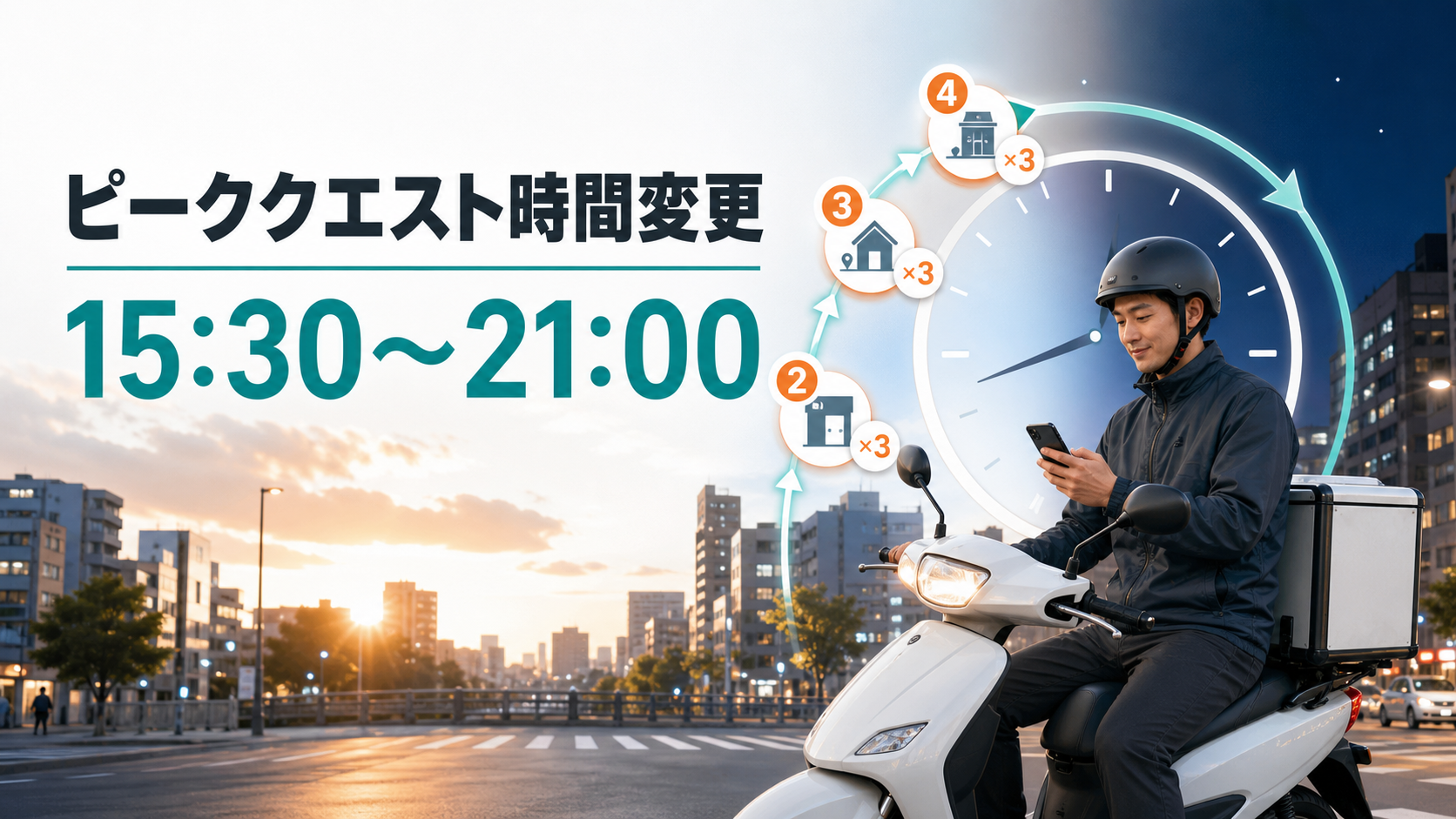 【速報】Uber Eatsピーククエストが15:30〜21:00に延長?毎回時間が違うので要確認