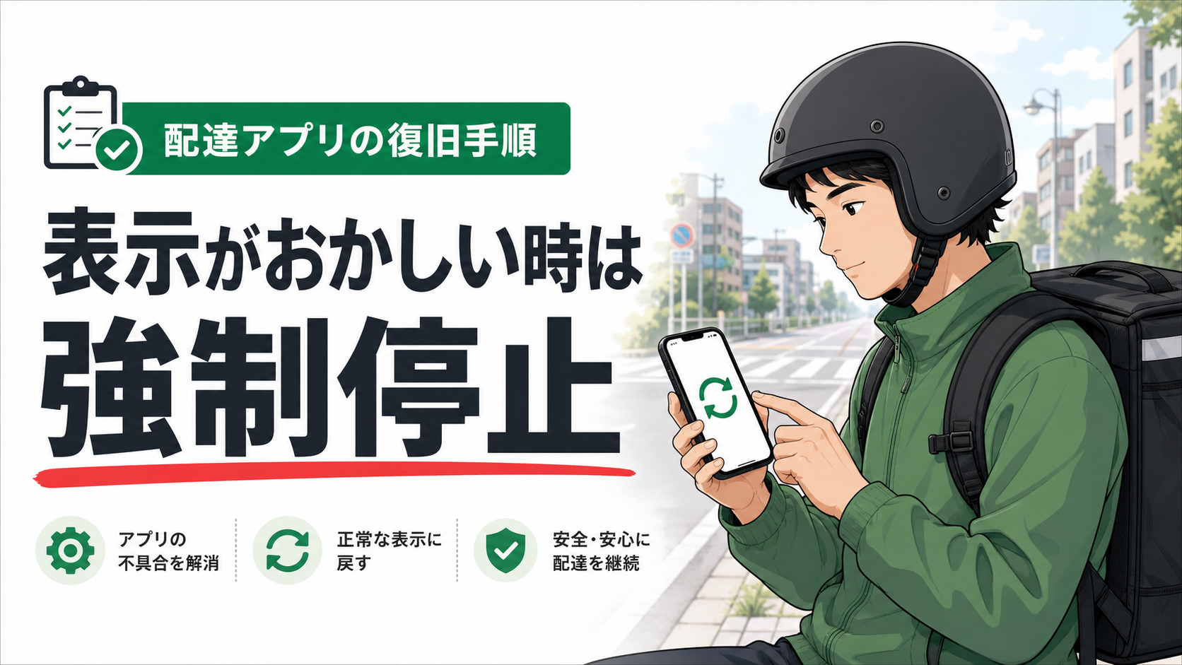 Uber Eats配達アプリの表示がおかしい時は強制停止｜配達完了・レーダー案件のズレを直す方法